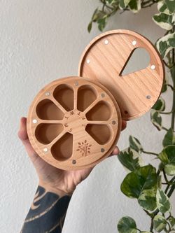 Wood pill organizer