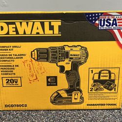 DEWALT 20V 1/2” Compact Drill/Driver Kit 2 Batteries/Charger/Bag Brand New Factory Sealed