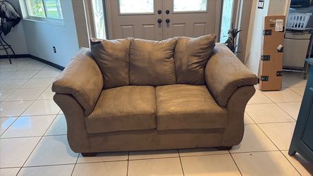 Tan Microfiber Loveseat Sofa