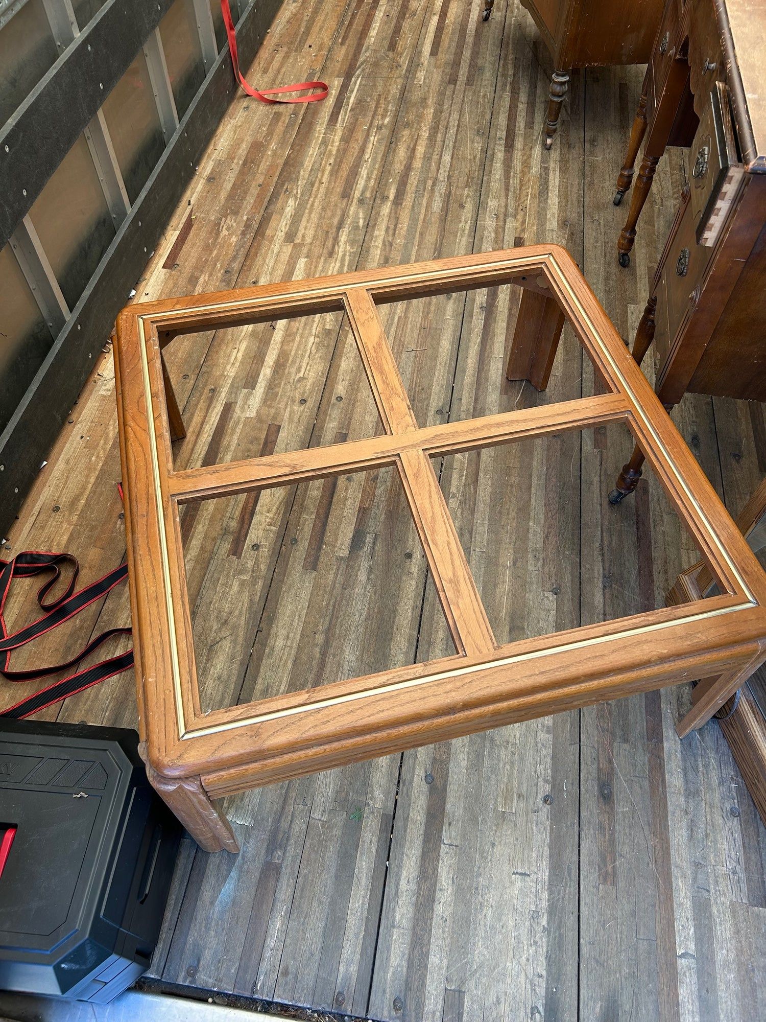 Solid Wood Coffee Table with Glass Center