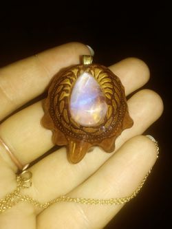 Third Eye Pinecone with moonstone pendant necklace