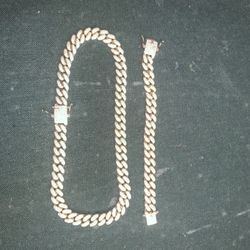 Iced Cuban Link Chain + Bracelet 