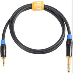 3.5mm TRS to 6.35mm TRS Stereo Cable, 1/8" to 1/4" Male Adapter Aux Cord Audio Cable for Computer, Guitar,Speakers and Amplifiers -3 Feet