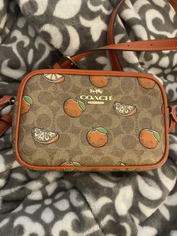 Small Coach Orange Print Handbag