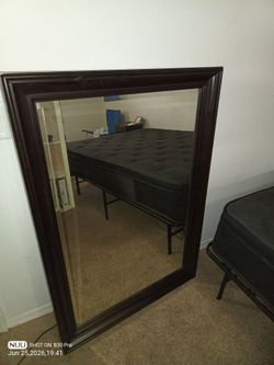 Return Global B2564-40 Brown Stained Wood Framed Wall Mirror 55x37 Rectangle