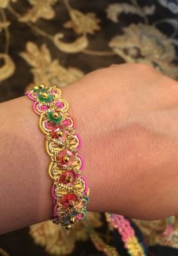 Beautiful beaded multi color Indian lace decorative DIY craft sewing wedding decor party girls