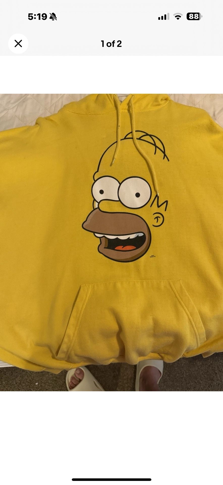 Universal Studios Hoodie Homer Simpsons Men's Size XXL 2XL Yellow Matt Groening