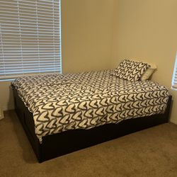 IKEA Black Full Bed Frame w/ Drawers