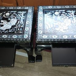 2 Nice Chinese End Tables With Drawers