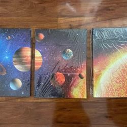 3 Pcs Universe Outer Space Canvas Wall Art Planet