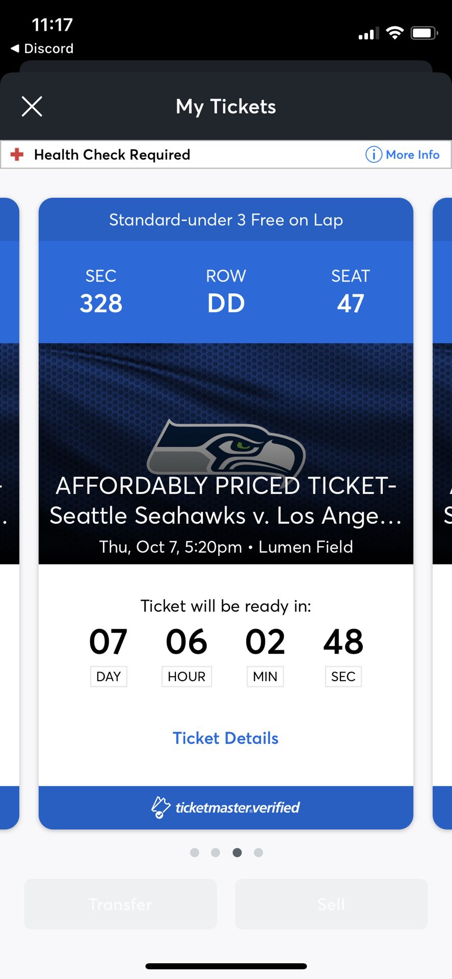 $190 For Both Seahawks Tickets! Oct 7th Vs Rams 