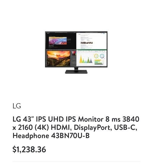 LG 43 Inch 4K  IPS LED Monitor