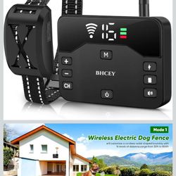 Wireless Dog Electric Fence,Pet Boundary Containment System with Adjustable Waterproof Vibration & Shock Dogs Training Collar,Harmless,for 1 2 3 Dogs 