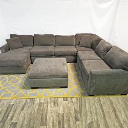 ( Delivery Available ) Macys Radley Large Dark Gray Sectional with Ottoman
