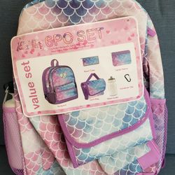 NEW Girl’s Backpack Set -- Mermaid