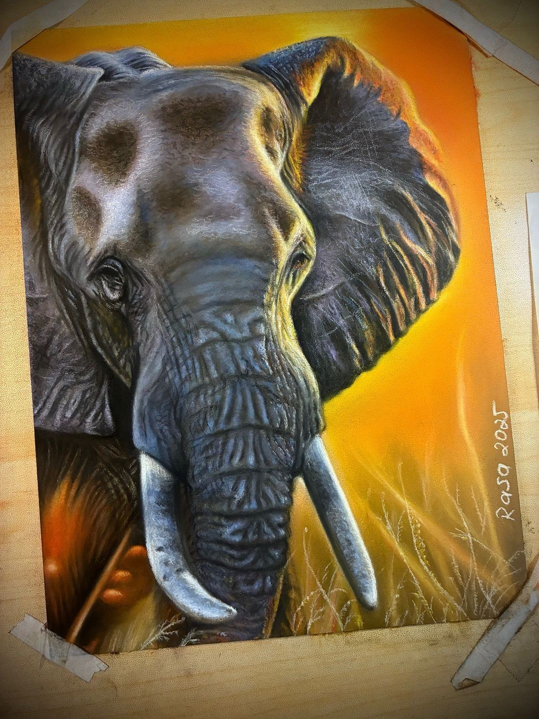 Original Drawing In Pastels Wild Safari