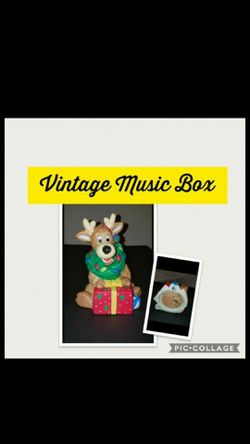 Vintage Music Box Deer Presents Christmas Holidays