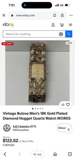 Bulova Gold-Tone Nugget Band Quartz Watch