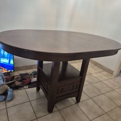 Brown Table,  4 High Chairs