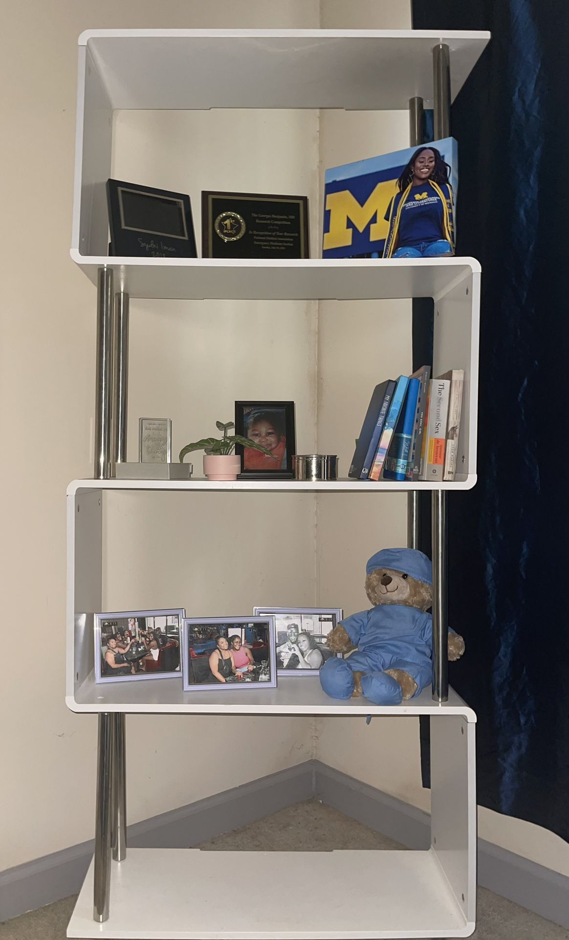 Modern 4-Tier White Bookcase