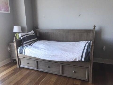 Belham Living Casey Daybed with Trundle- Washed Gray (FREE nightstand)