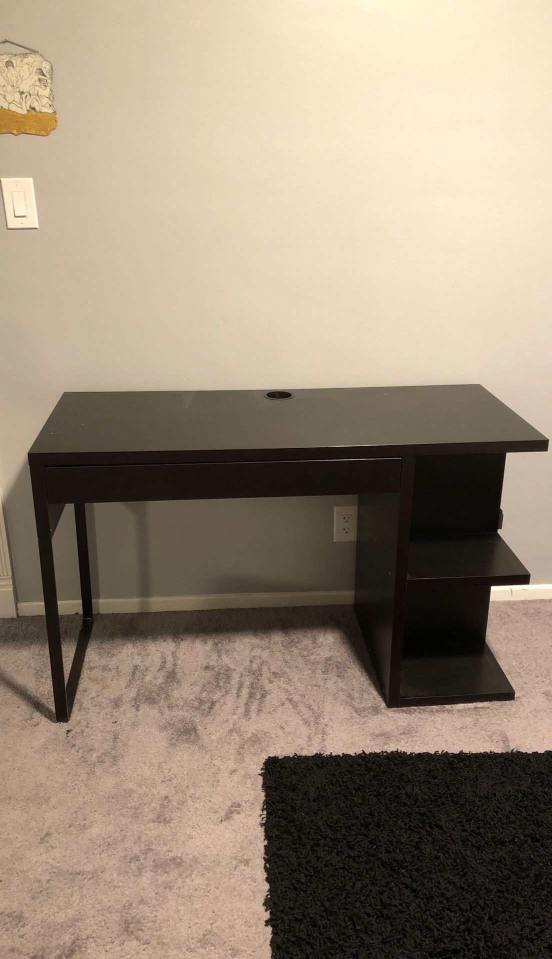 Desk with drawers and built in shelf