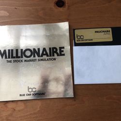 Vintage ‘MILLIONAIRE- The Stock Market Simulation’ manual plus disk for Apple by Blue Chip Software