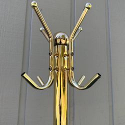 Vintage Mid Century Freestanding Hall Tree Brass Coat Hanger Rack