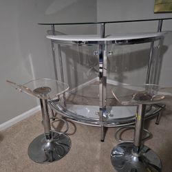 Glass Bar With 2 Stools