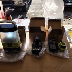 Ryobi 18 volt 18V lantern 2 ah battery charger one+ one plus NEW