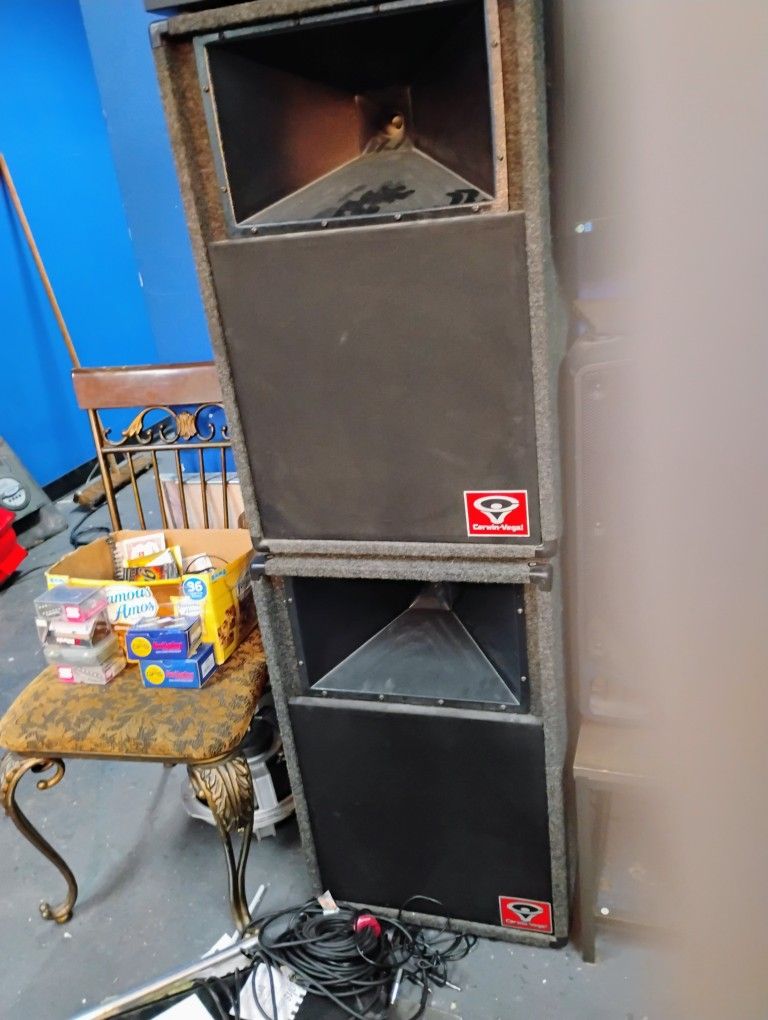Pair Of Cerwin Vega V-15 3-Way Speakers,