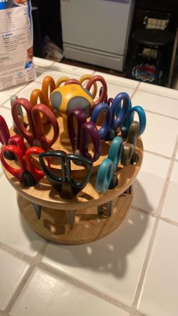 Craft scissors lot and spinning base. 14 crafts scissors .