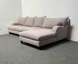Biege L-shaped Sectional sofa. Made in U.S.A. We deliver & setup.