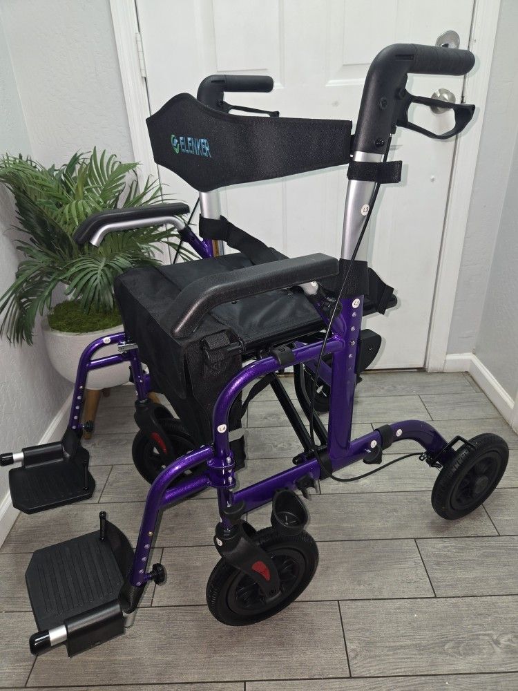 ELENKER All-Terrain 2 in 1 Rollator Walker & Transport Chair