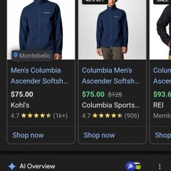 Navy Columbia Mens Softshell Jacket