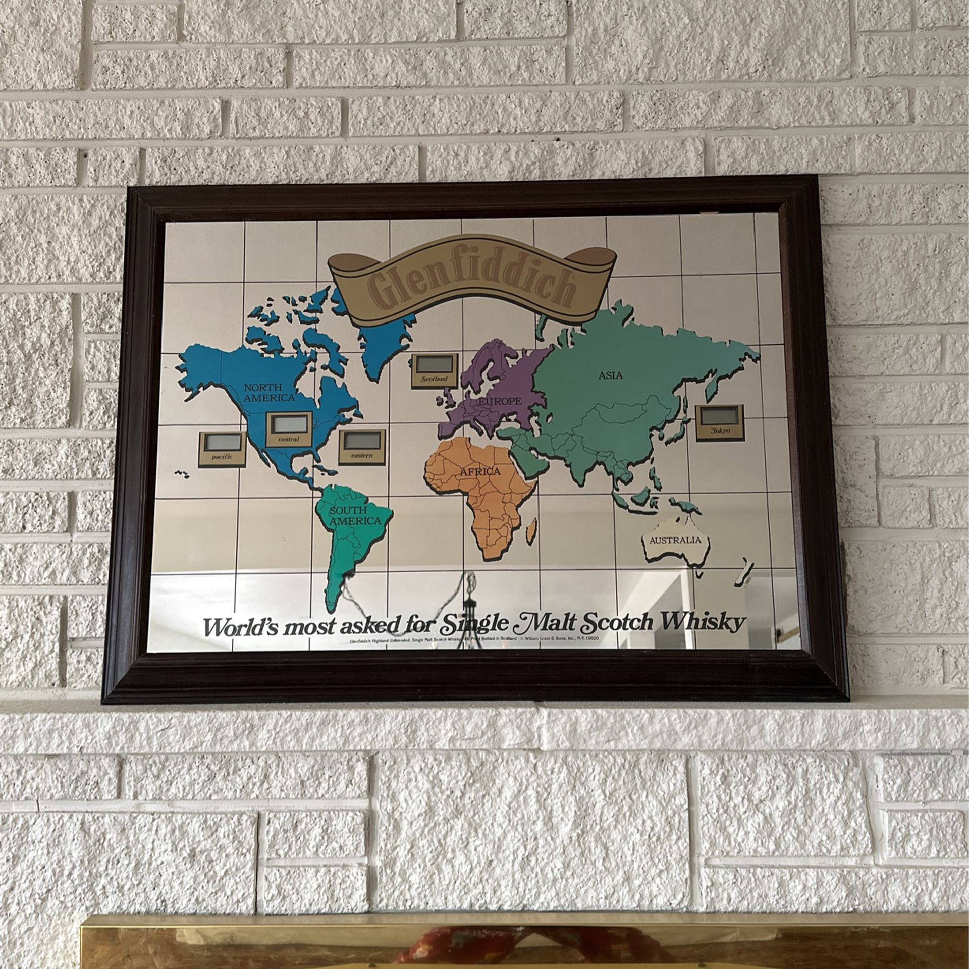 Glenfiddich World Map Timezone Mirror
