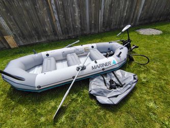 Intex Mariner 4 inflatable boat w/ trolling motor