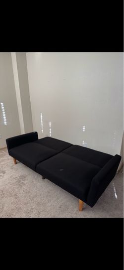 Black Fabric Futon Sofa Bed