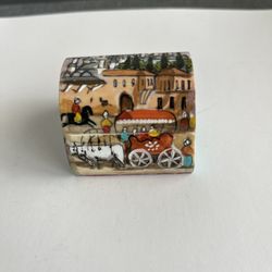 Vintage Hand Painted Persian Camel Bone Jewelry Box
