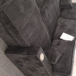
Modern Black Corduroy Reclining Sofa – Comfort & Style Combined!