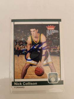 Nick Collison Signed Fleer Platinum Seattle Sonics Card