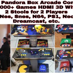 New Multiplataform Arcade Pandora console 2 Players HDMI GBA Nes Snes N64 PS1 Neo Geo 2 Stools $380