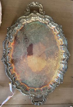 Large Ornate Silver-Plated Serving Tray