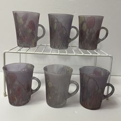 (6) Hand Painted Kera Suchit 8 Oz. Glass Cups From Yehud, Israel 