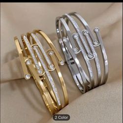 Fashion 18 k gold plated Stainless Steel Bracelet, Trendy Waterproof Jewelry
