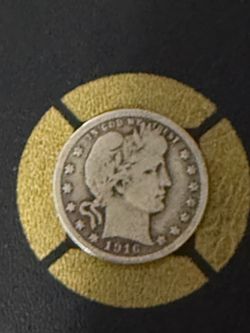 1916 Barber Quarter Silver Coin
