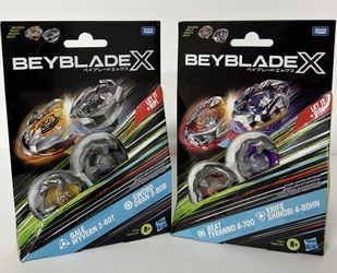 NEW Beyblade X Gale Wyvern 3-60T & Sword Dran 3-80B Beat Tyranno 4-70Q & Knife Shinobi 4-80HN Dual Pack Sets