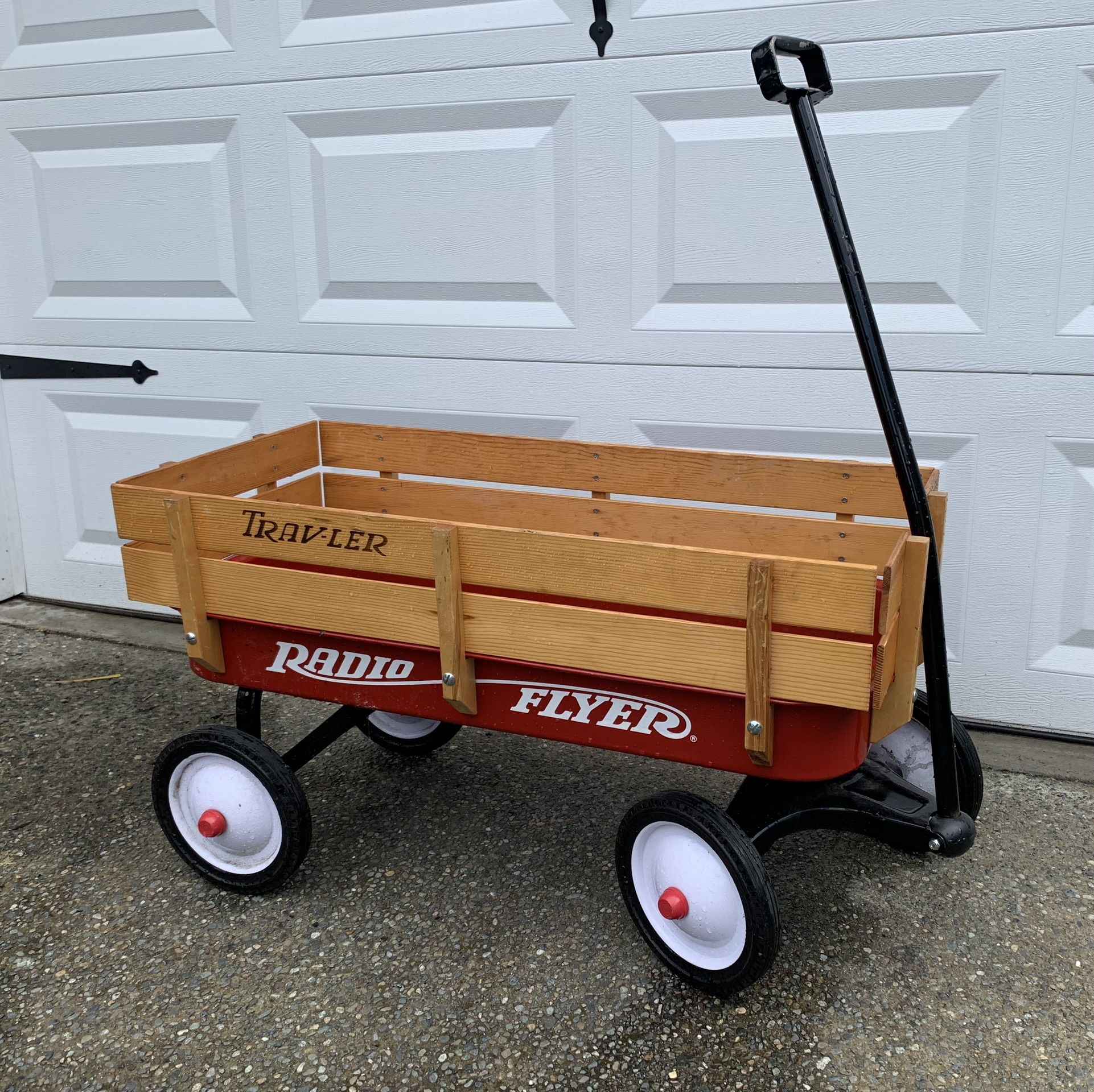 Full Size Vintage Radio Flyer Red Wagon With Wood Rails