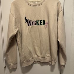 Wicked Adult Medium Cream Custom Sweatshirt with Glinda/Elphaba Symbols NWOT 