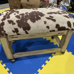 Cowhide Rolling Ottoman